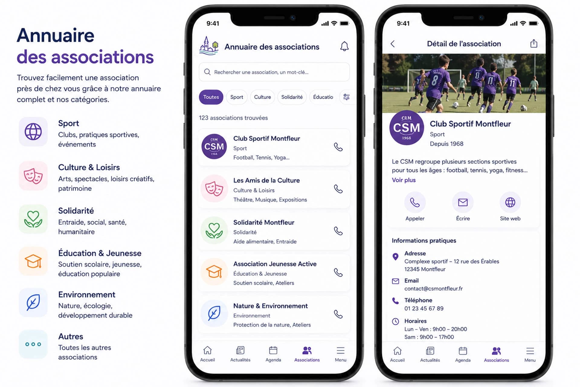 Annuaire d’associations dans une application communale