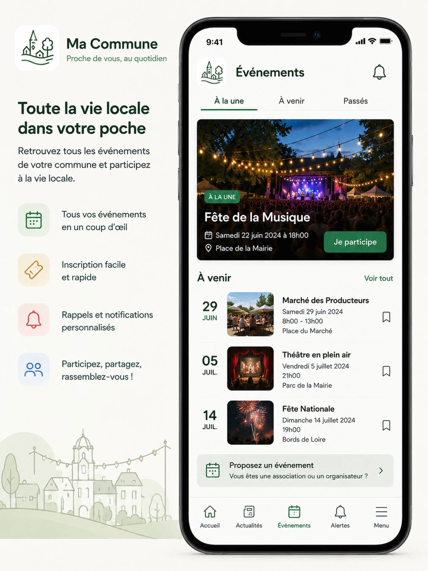 Application marque blanche : rubrique événements